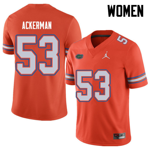 Jordan Brand Women #53 Brendan Ackerman Florida Gators College Football Jerseys Sale-Orange